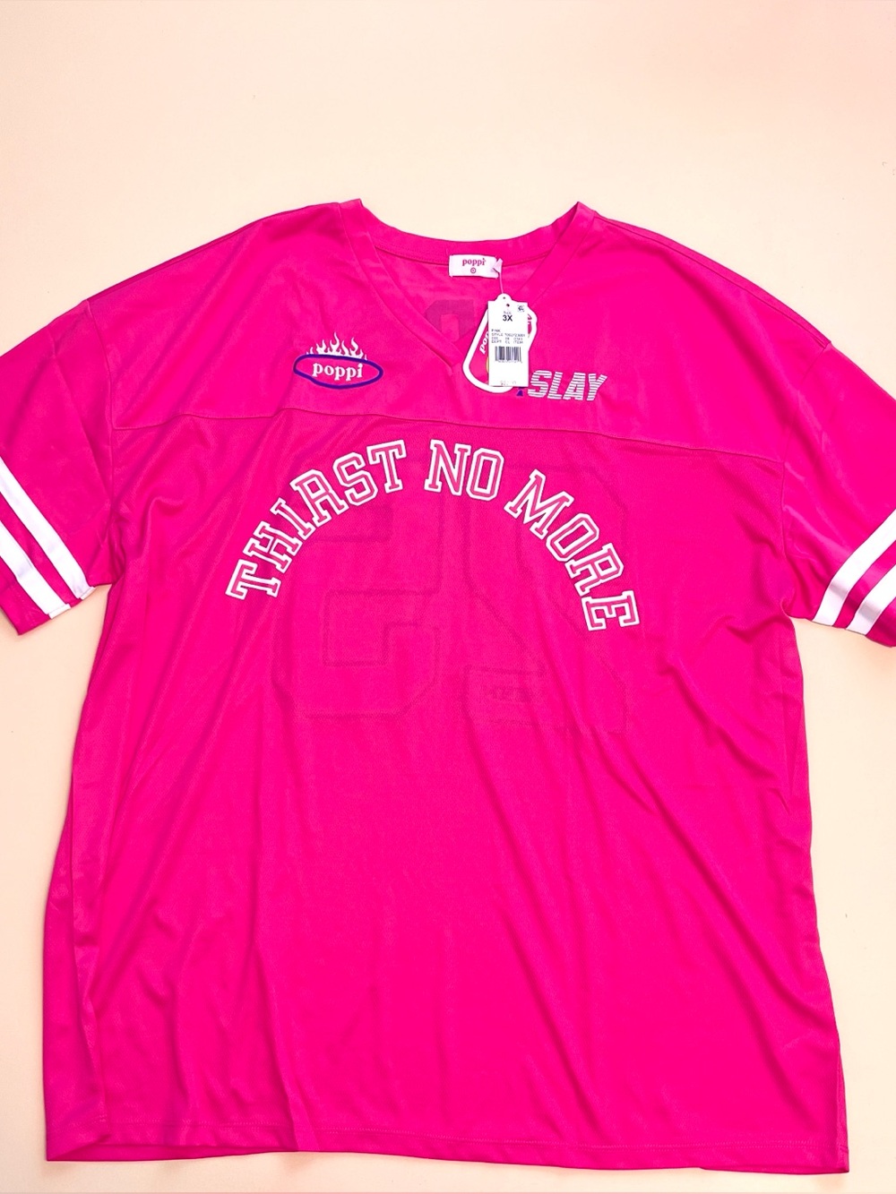 Poppi 'Thirst No More' Hot Pink Graphic women Jersey Size 3X Oversized